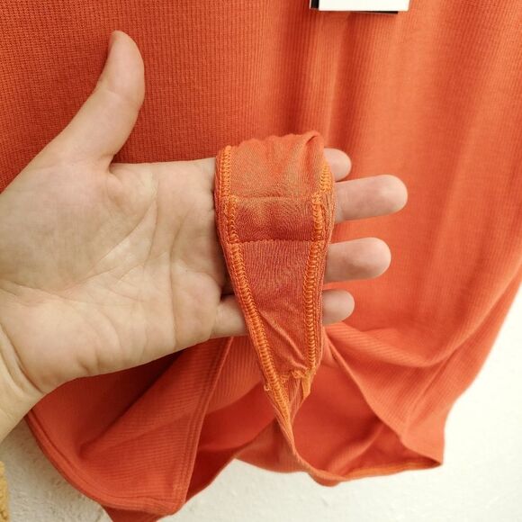 NWT KNIX Modal Pumpkin Rust Orange Ribbed Short Sleeve Bodysuit - Picture 9 of 14